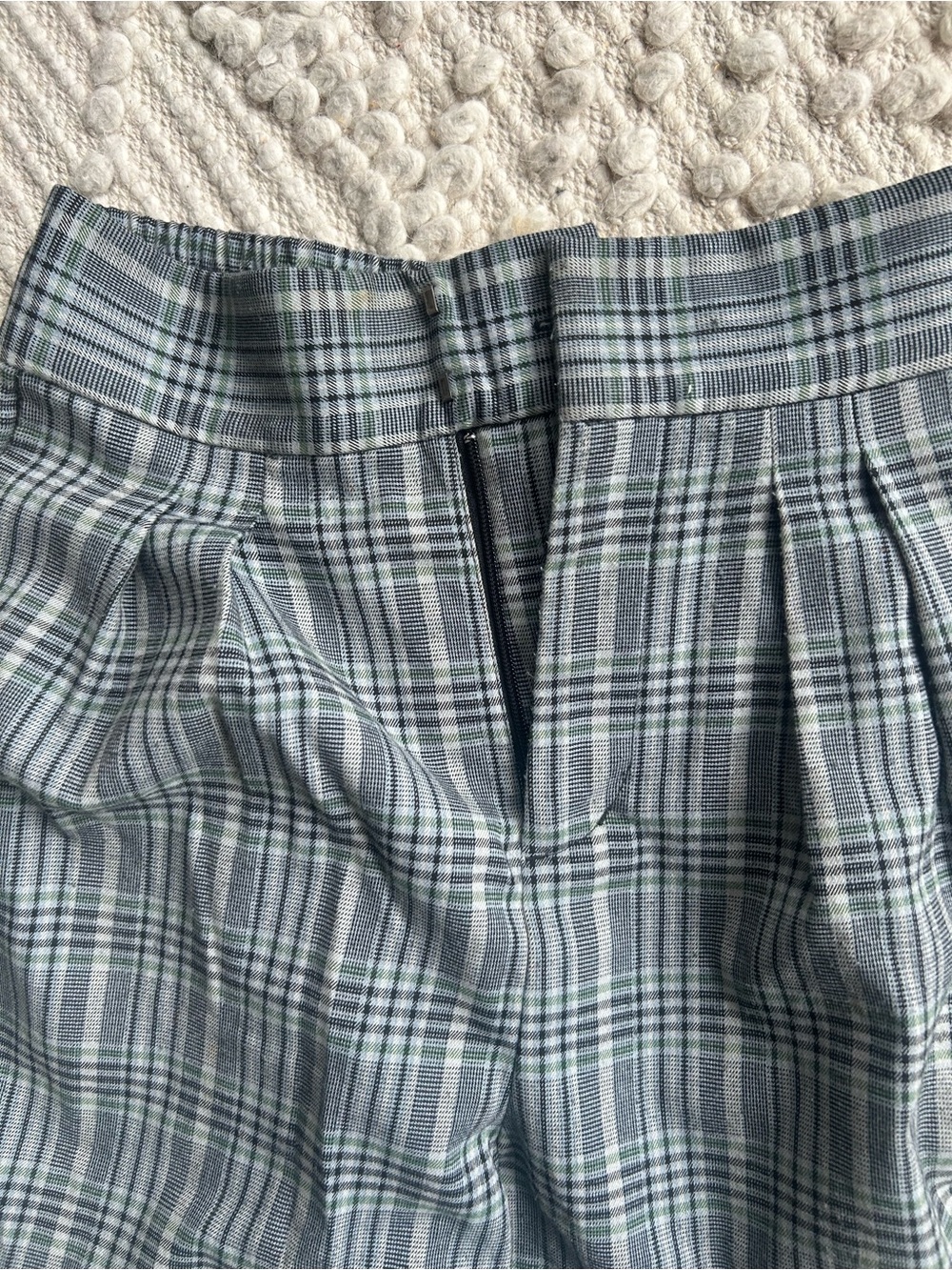 Urban Outfitters Plaid High-Waist Trousers in Blue and Green